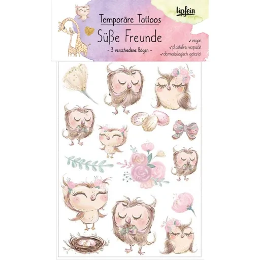 Produktfoto zu Lipfein Tattoo Kollektion Süße Freunde - 3 Motivbögen