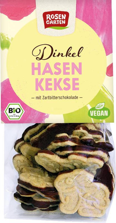 Produktfoto zu Rosengarten - Dinkel Hasen Kekse, Zartbitter - 125g