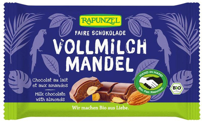Produktfoto zu Rapunzel - Vollmilchschokolade mit ganzen Mandeln - 100g