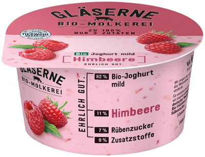 Produktfoto zu Gläserne Molkerei - Joghurt pur Himbeere, 3,8% - 150g