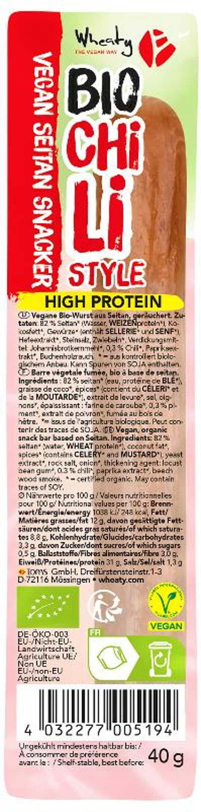 Produktfoto zu Wheaty - Chili Snacker - 40g