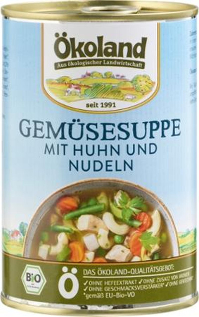 Produktfoto zu Ökoland - Gemüsesuppe mit Huhn - 400g