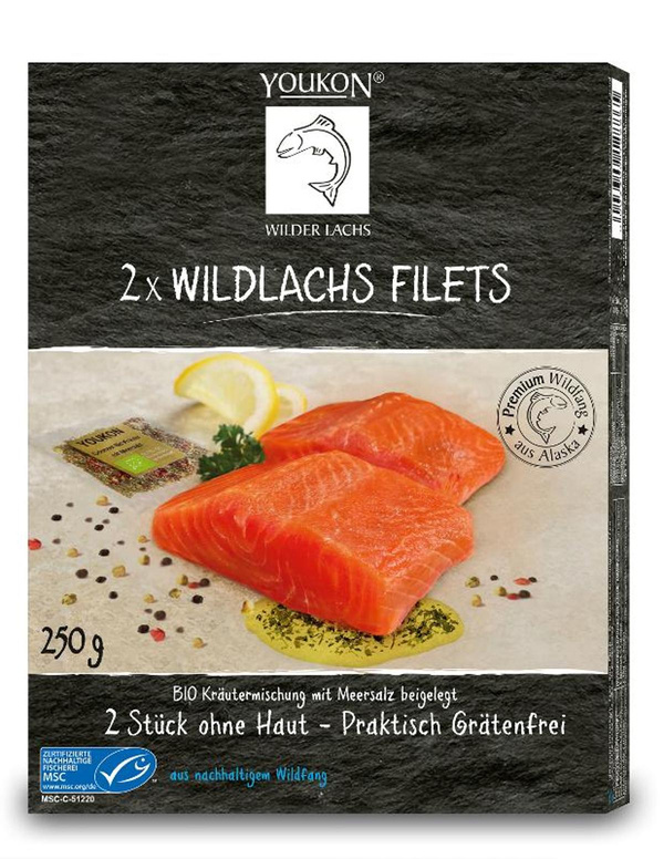 Produktfoto zu Youkon - Alaska Wildlachs Filet, tiefgekühlt - 250g (2 Stück)