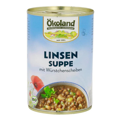 Produktfoto zu Ökoland - Linsensuppe mit Würstchen - 400g