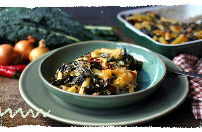 Schwarzkohl Nudelauflauf