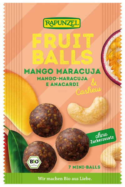 Produktfoto zu Rapunzel - Fruit-Balls Mango-Maracuja & Cashew - 49g