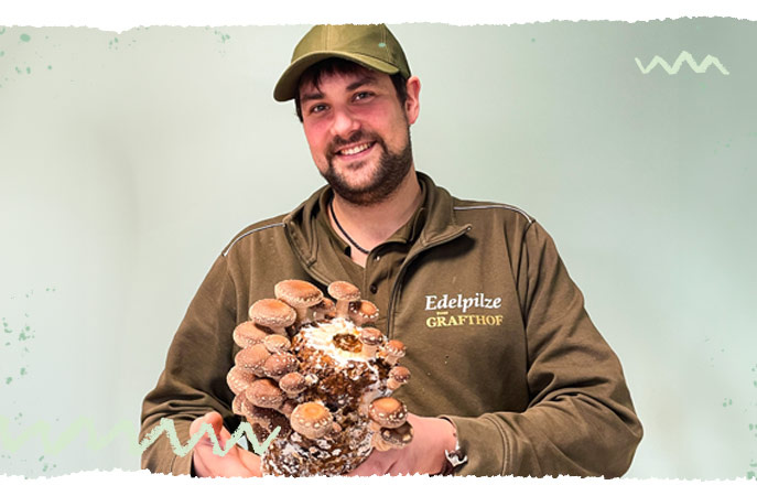 Eggi und sein Pilzblock