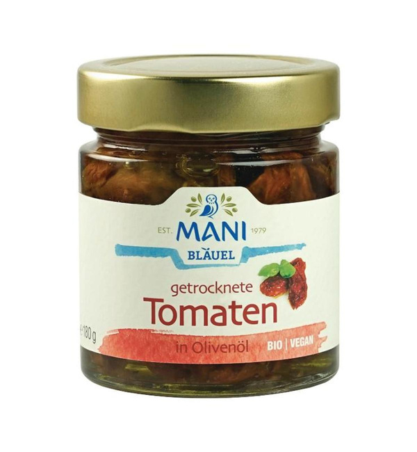 Produktfoto zu Mani Bläuel - Getrocknete Tomaten in Olivenöl - 180g