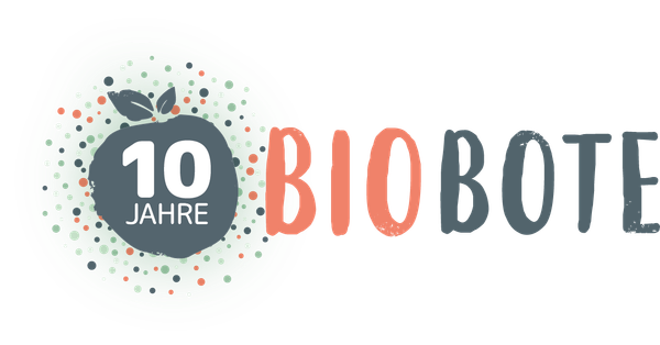 KI generiert: Ein Logo mit einem Apfel: "10 Jahre BIO BOTE".