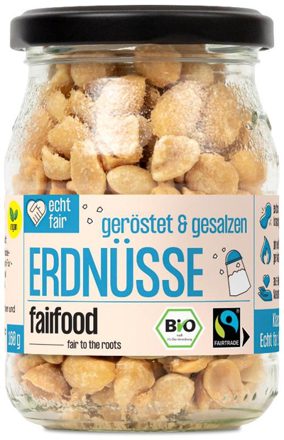 Produktfoto zu Fairfood - Erdnüsse geröstet, gesalzen im Pfandglas - 160g