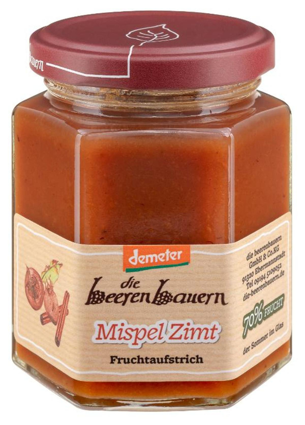 Produktfoto zu Beerenbauern - Mispel Zimt Fruchtaufstrich - 200g