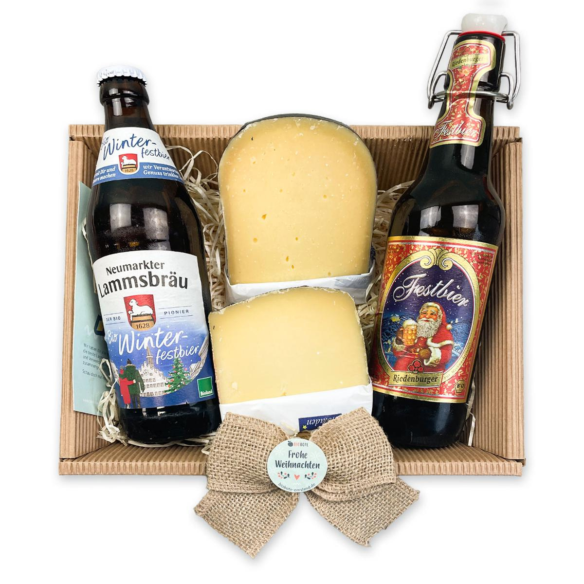 Präsentkorb - winterliches Käse-Bier-Quartett
