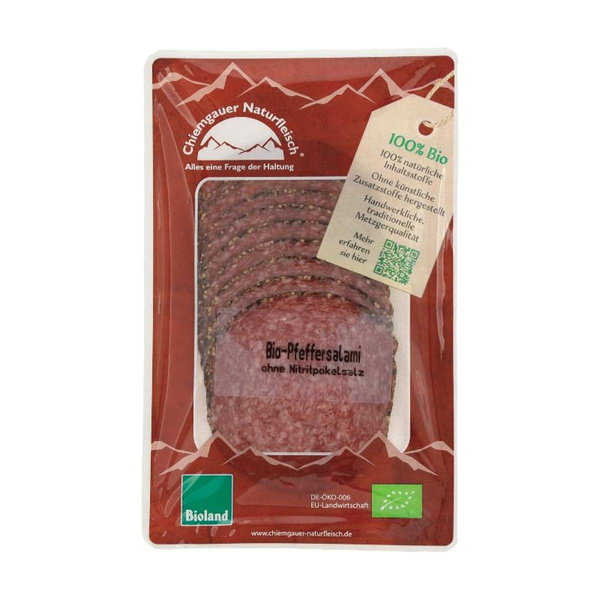 Produktfoto zu Chiemgauer - Pfeffersalami geschnitten - 60g