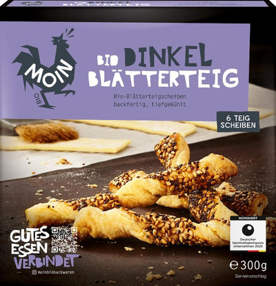 Produktfoto zu Moin - Dinkel Blätterteig, tiefgekühlt - 300g (6 Stück)