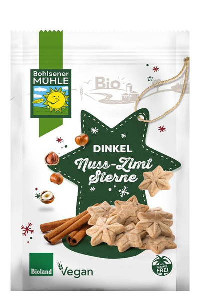 Produktfoto zu Bohlsener Mühle Dinkel Nuss Zimtsterne - 125g