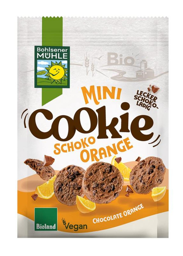 Produktfoto zu Bohlsener Mühle - Mini Cookie Schoko Orange - 125g