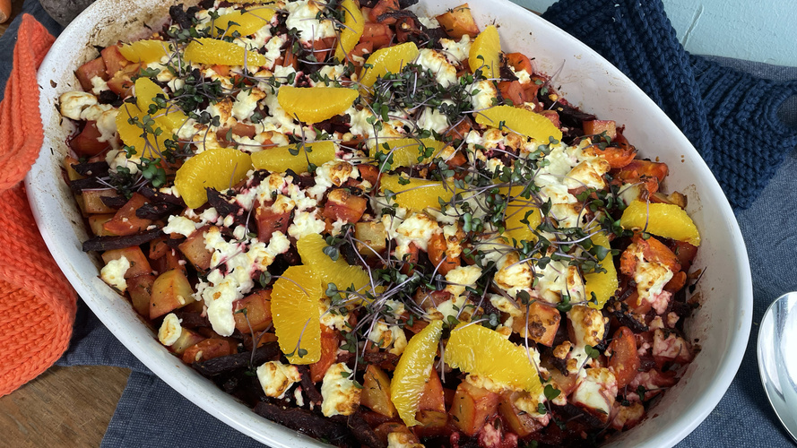 Rezeptbild für 87. Ofengemüse mit Möhren, roter Bete, Orangen und Feta