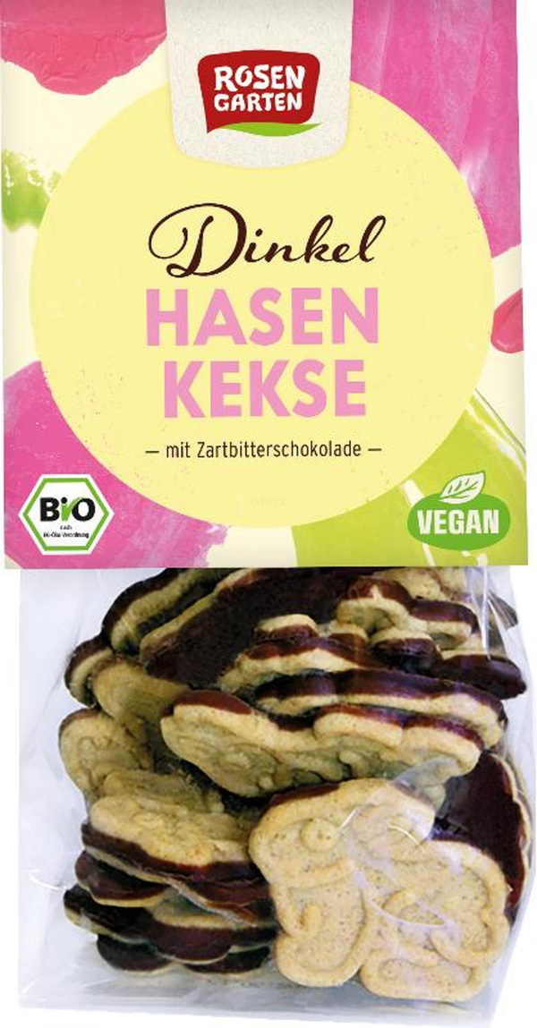 Produktfoto zu Rosengarten - Dinkel Hasen Kekse, Zartbitter - 125g