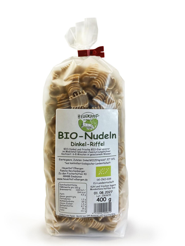 Produktfoto zu Heuerhof - Dinkel-Riffel-Nudeln - 400g