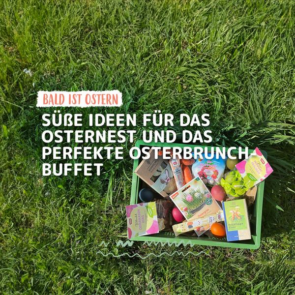 Produkte für Ostern: Schokoladenhasen, Eierlikör, Kräuterlachs. Text: "ALLES FÜR OSTERN".