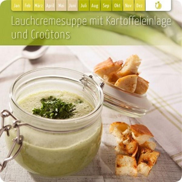 Produktfoto zu Lauchcremesuppe mit Kartoffeleinlage & Croutons