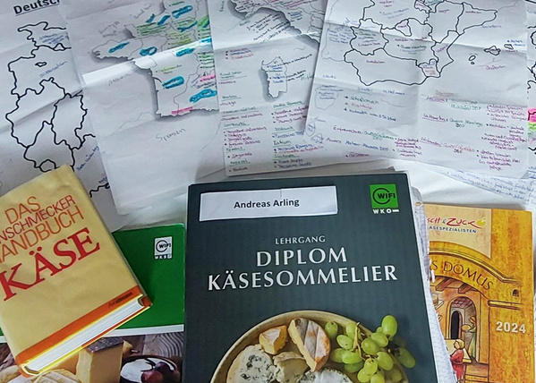 Käse Bücher und Notizen