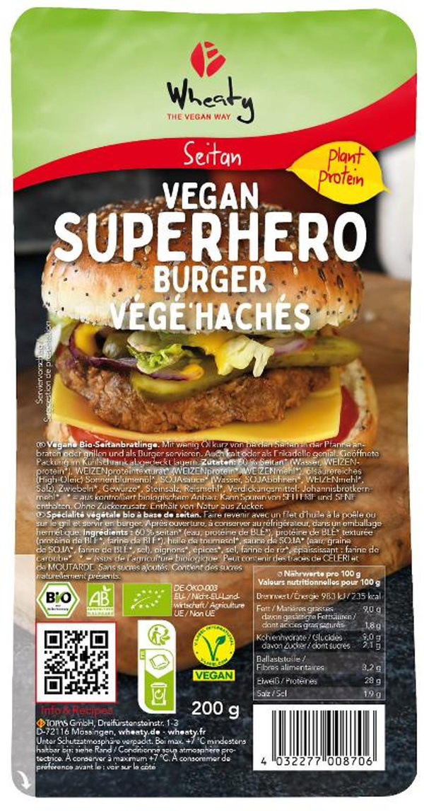 Produktfoto zu Wheaty - Veganer Superhero Burger - 200g