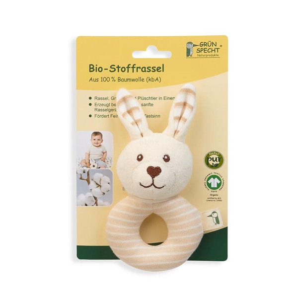 Produktfoto zu Grünspecht Stoffrassel Hase - 1 Stück