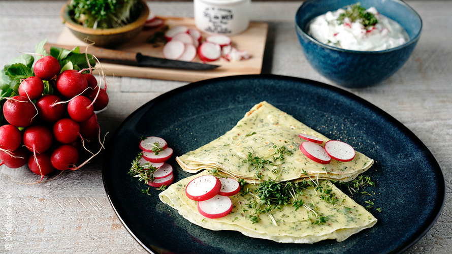 Rezeptbild für 198. Kressepfannkuchen mit Dip