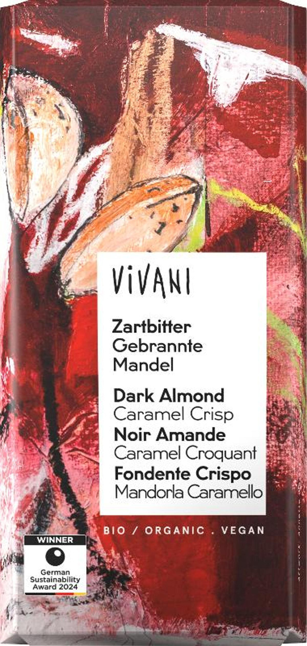 Produktfoto zu Vivani Zartbitter Gebrannte Mandel - 80g
