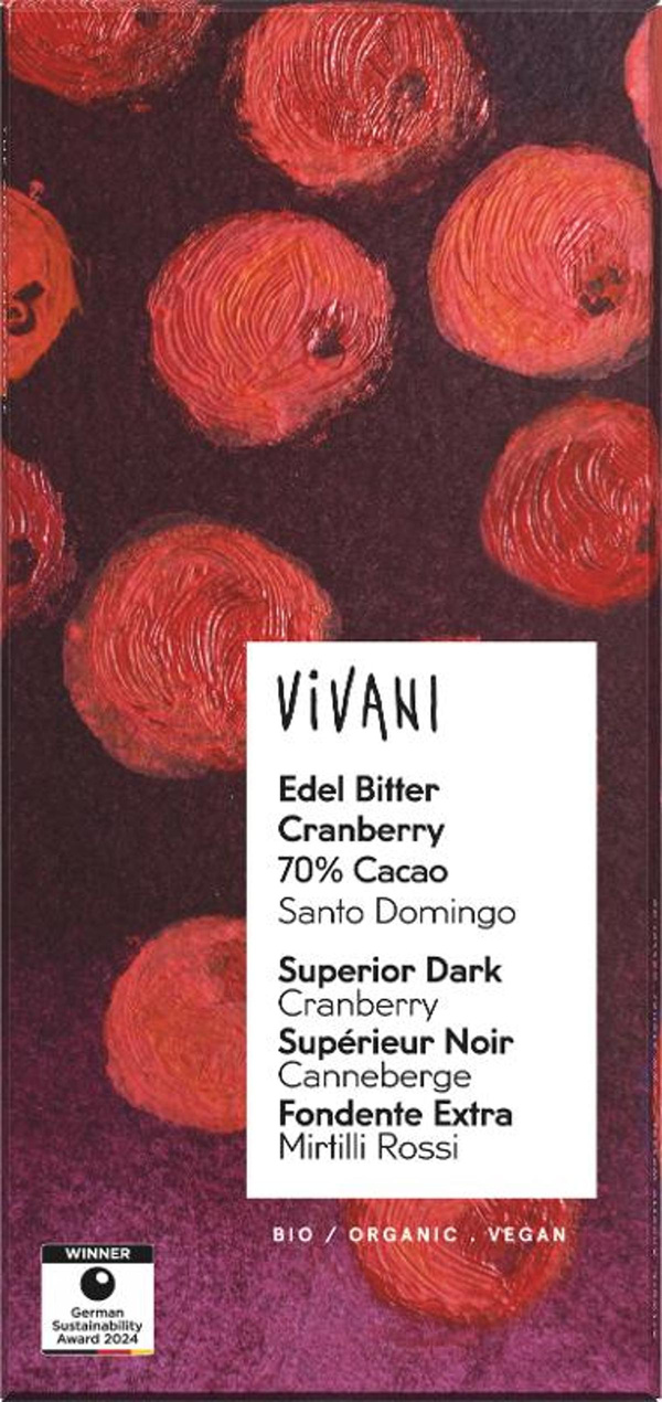 Produktfoto zu Vivani - Edel Bitter Cranberry, 70% - 80g