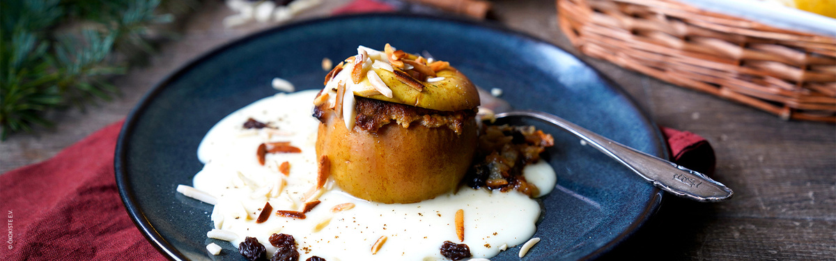 Ökokistenrezept des Monats - Bratapfel mit Vanillesoße