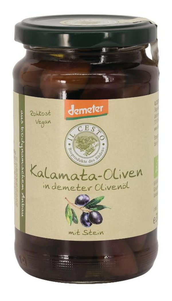 Produktfoto zu Il Cesto - Kalamata Oliven in Olivenöl, mit Stein - 310g