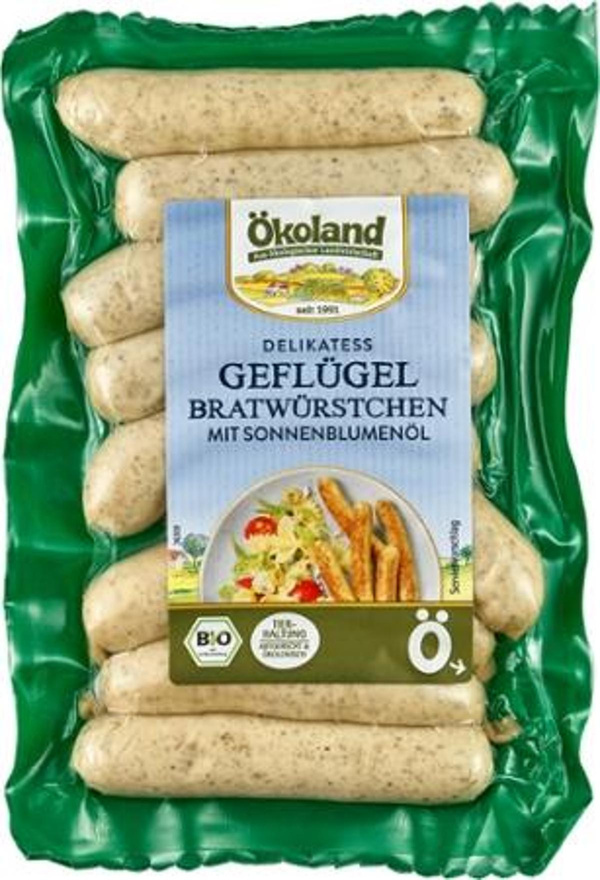 Produktfoto zu Ökoland - Geflügel Bratwürstchen - 180g (9 Stück)