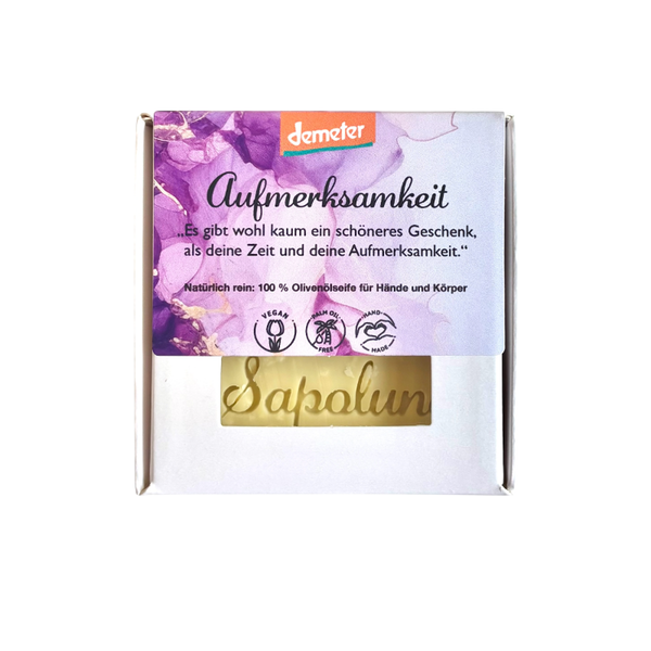 Produktfoto zu Sapoluna - Olivenölseife Aufmerksamkeit - 70g