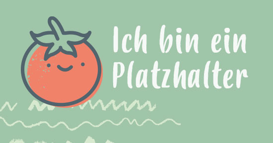 KI generiert: Illustration einer lächelnden Tomate mit Text: "Ich bin ein Platzhalter".