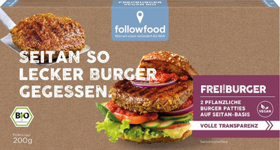 Produktfoto zu followfood - Frei! Burger vegan aus Seitan, tiefgekühlt - 200g