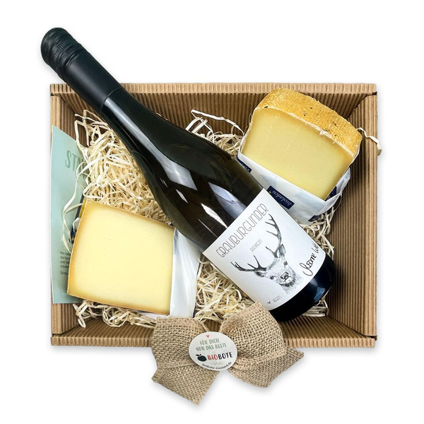 Produktfoto zu Präsentkorb Bergkäse und Wein