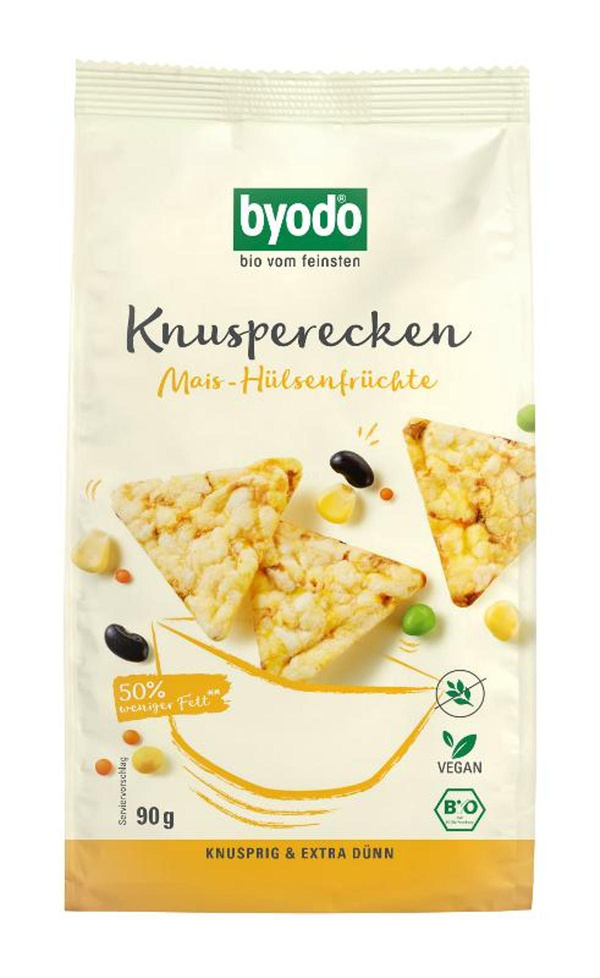 Produktfoto zu Byodo - Knusperecken Mais Hülsenfrüchte - 90g