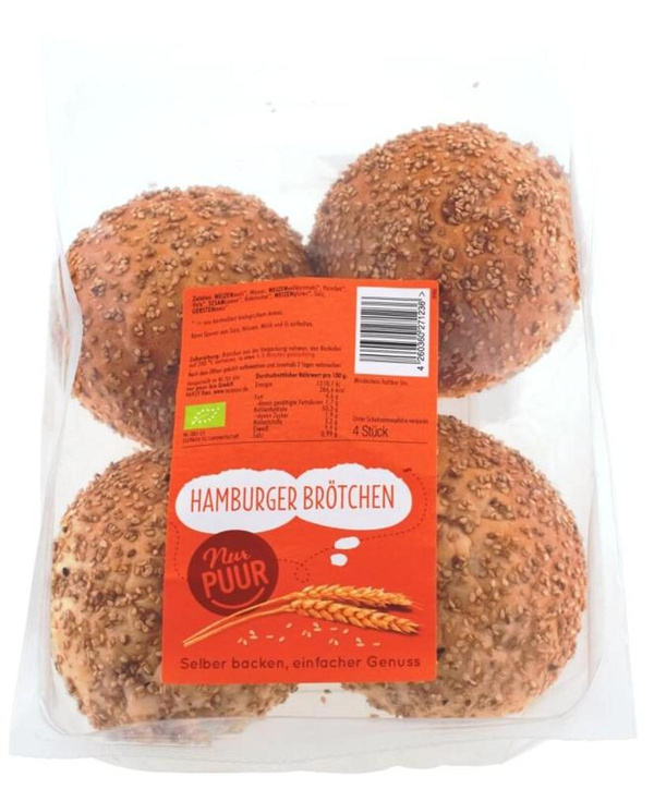 Produktfoto zu Nur Puur - Hamburger Brötchen - 4 Stück