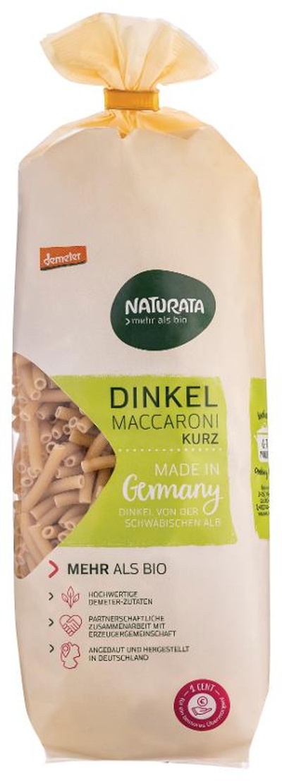 Produktfoto zu Naturata - Dinkel Maccaroni kurz hell - 500g
