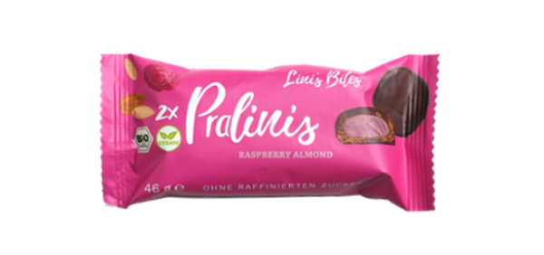 Produktfoto zu Lini´s Bites - Raspberry Almond Caramel Pralinis - 46g (2 Stück)