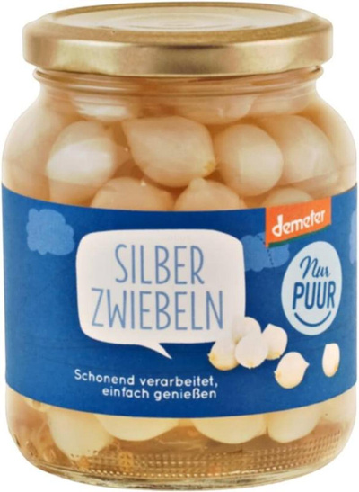 Produktfoto zu Nur Puur - Silberzwiebeln süß sauer - 340g