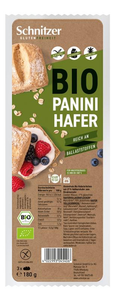 Produktfoto zu Schnitzer - Panini Haferbrötchen, glutenfrei - 180g