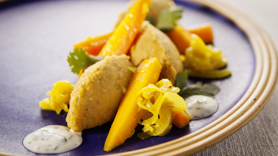 Rezeptbild für 257. Orientalisches Karottengemüse mit roten Linsen und Joghurt